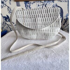 Sharif White Woven Crossbody Bag